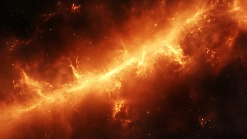Fiery nebula river glows warmly across the quiet night sky