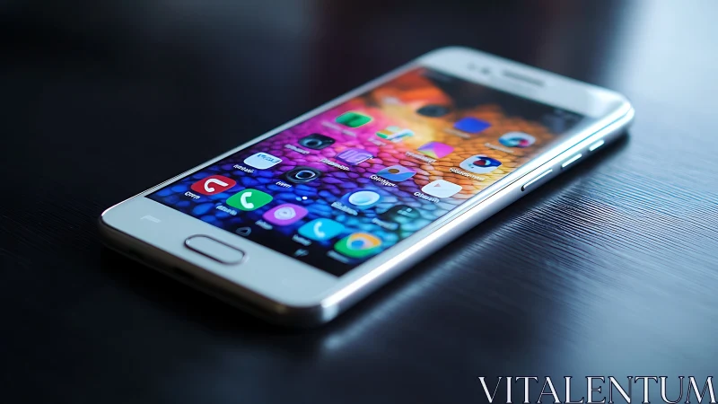 White Smartphone Displaying Colorful Application Icons
