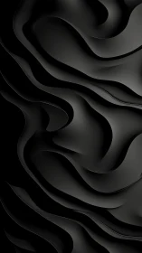 Layered black abstract waves with smooth curved surfaces.