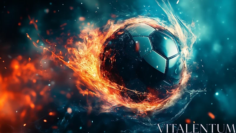 Blazing cosmic football ignites in a storm of fire and ice.