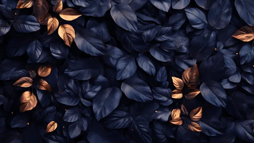 Midnight foliage glows with copper accents in lush contrast