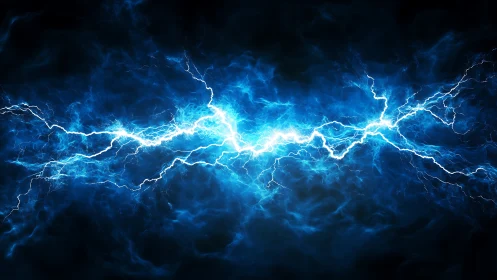 High-voltage plasma arc discharge with blue electrical energy field