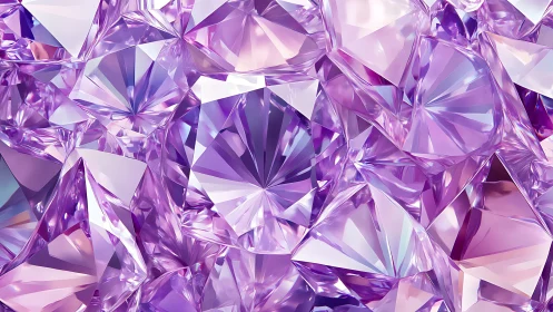 Violet crystal facets form radiant geometric gemstone field.