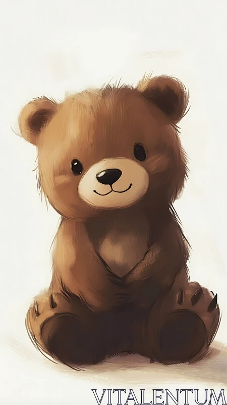 Soft-rendered teddy bear character with painterly fur detailing.