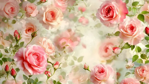 Soft-Focus Floral Composition: Layered Pink Roses with Depth-of-Field Bokeh.