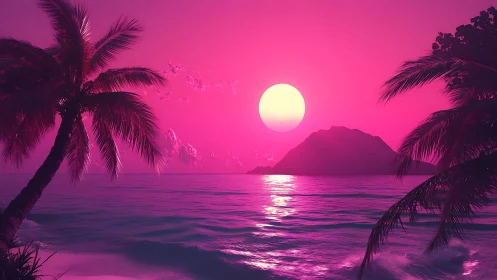 Tropical Paradise at Sunset: A Serene Escape.