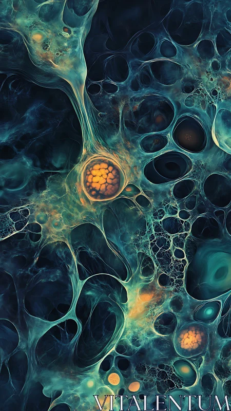 Bioluminescent cells drift through a deep cosmic matrix