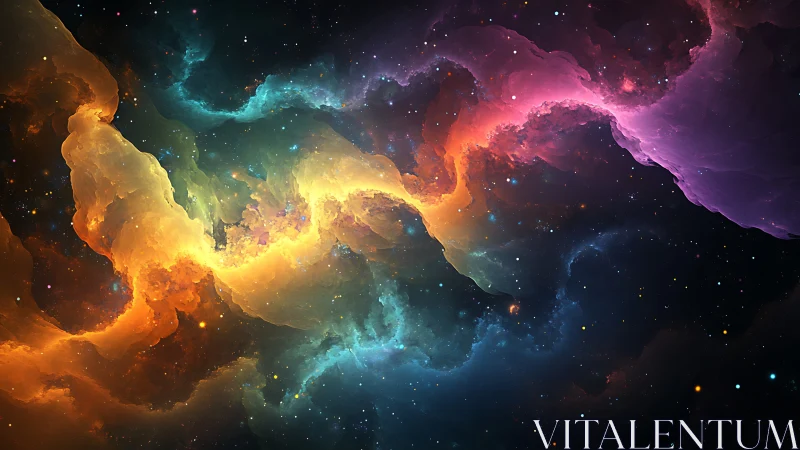 Vibrant multicolor nebula clouds across deep star field.