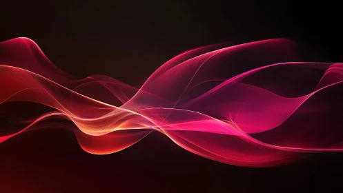 Crimson light waves forming fluid abstract energy ribbons.
