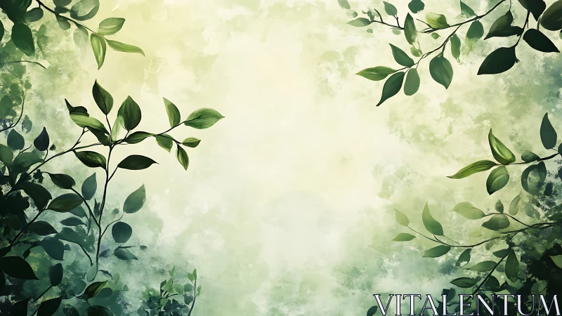 Gentle green leaves framing a softly glowing forest light.