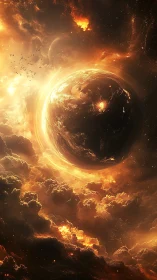 Solar storm cradle around a burning newborn world.