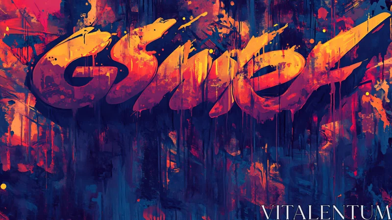 Graffiti text explodes in neon strokes over dark wall.