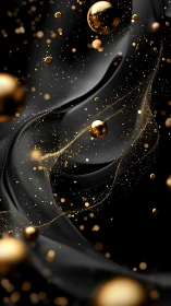 Golden orbs drifting through soft black velvet night.