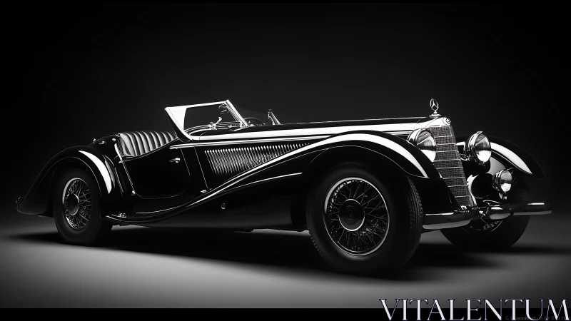 Photorealistic studio render of classic roadster profile.