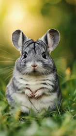 Round meadow chinchilla posing like a tiny woodland oracle.
