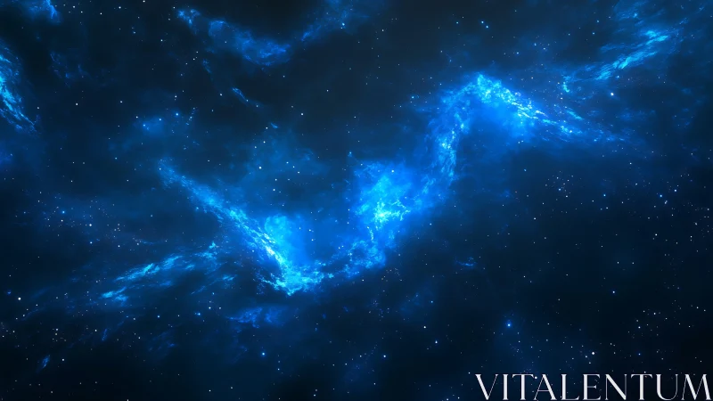 Luminous blue nebula arc cuts through dense star field