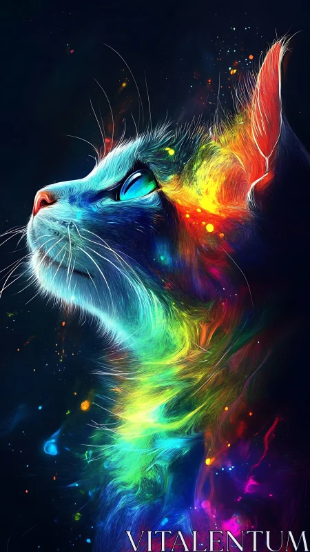Luminous Cat: A Cosmic Journey of Color and Light.