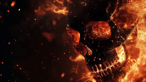 Inferno Skull: Pyroclastic 3D Rendering with Particle Effects.