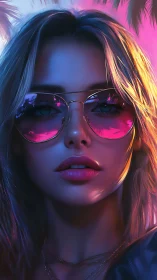 Neon twilight clings to mirrored shades and quiet confidence