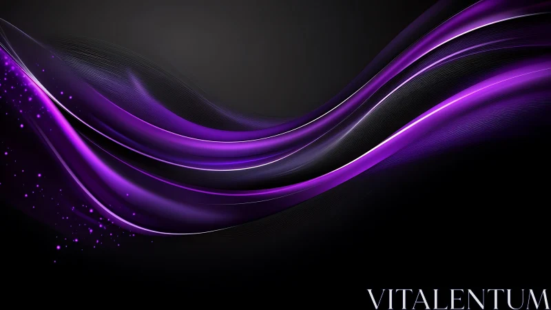 Abstract purple waves on black background, digital art style.