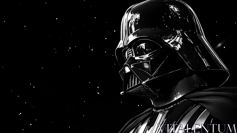 Armored sci fi villain portrait in stark space setting.