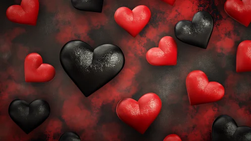 Red and Black Hearts Dancing Through Emotion.