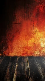 Rust Textures: Oxidized Metal Wall with Weathered Wooden Floorboards