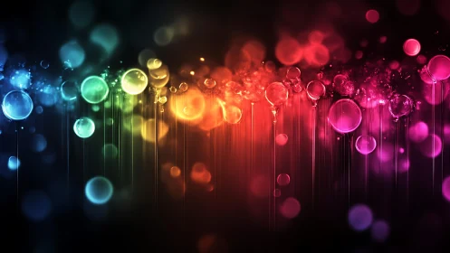 Vibrant Bubble Abstract Art with Rainbow Light Effects.