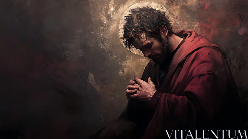 Quiet moment of prayer with warm, gentle light falls.