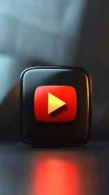 Glossy 3D YouTube play icon rendered with soft studio lighting