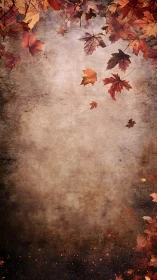 Falling autumn leaves overlay textured grunge background