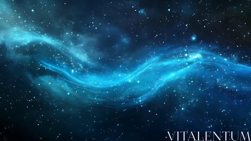 Nebula stream cuts through starfield with luminous cyan glow.