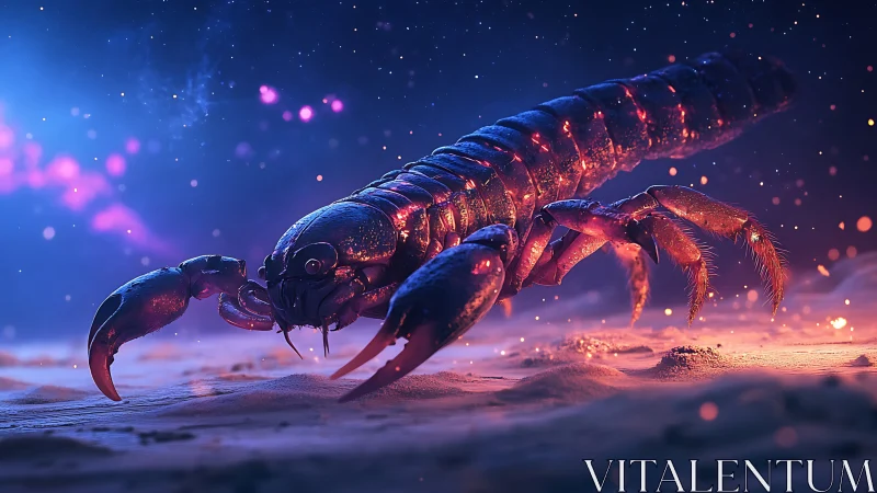 Bioluminescent alien arthropod rendered in cinematic 3D detail.