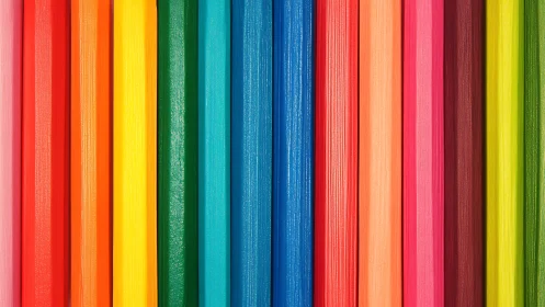 Vertical arrangement shows close-up aligned colored pencil shafts