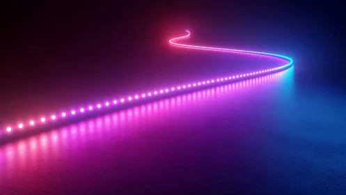 Neon river of pixels curls into a glowing midnight horizon