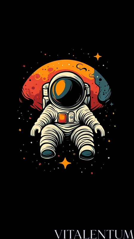 Gentle astronaut drifts in colorful starlit cosmic dreams