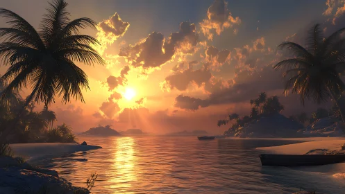 Sunset tide turns palm islands into molten gold mirrors