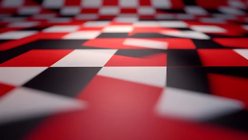 Abstract red, black, and white checkered pattern with soft blur effect.