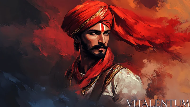 Heroic warrior portrait unites dynamic brushwork and warm contrast