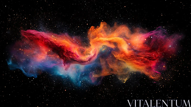 Colorful gaseous nebula structure spans across star field