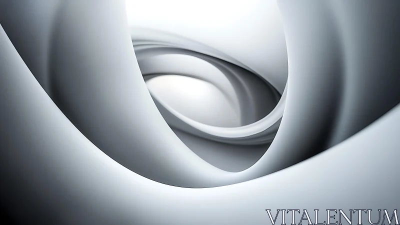 Smooth Abstract Swirling Shapes in Minimalist Monochrome Style.
