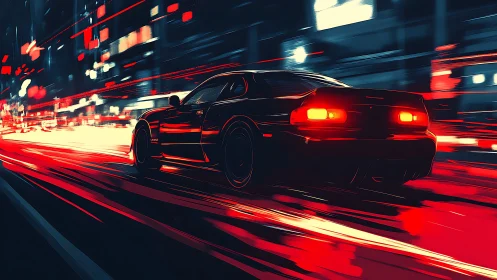 Midnight city sprint with a neon-soaked street racer.