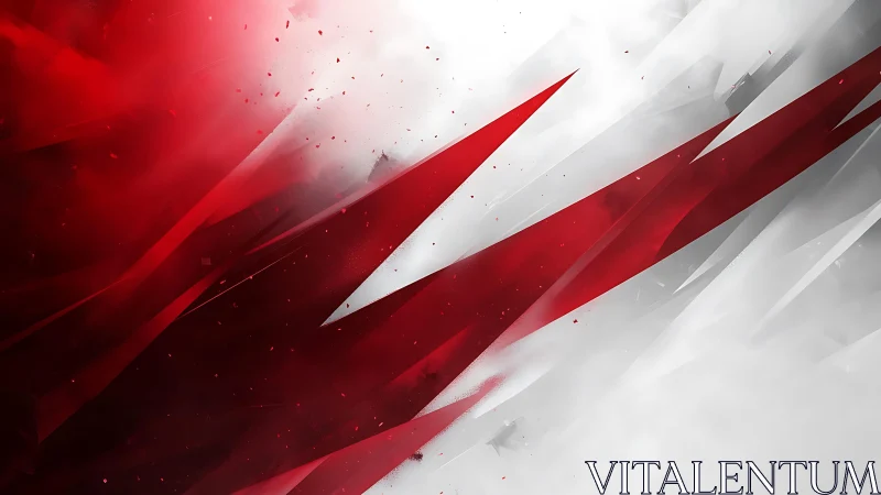 Dynamic red and white abstract geometric digital artwork.