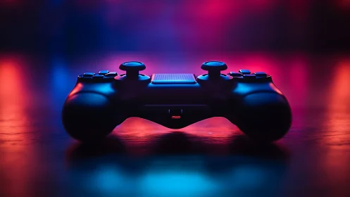 Gaming Controller in Neon Lighting.