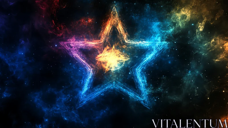 Spectral nebula star contour with energetic filament core.