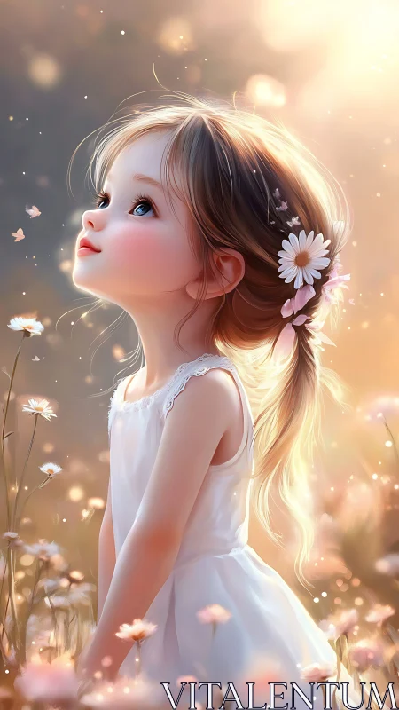 Dreaming Among Daisies in Golden Light.