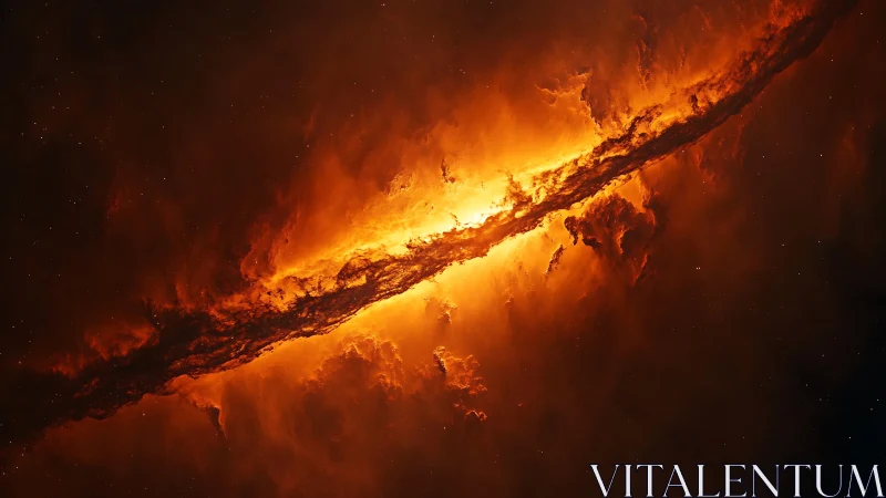 Molten cosmic river carving light through silent space.