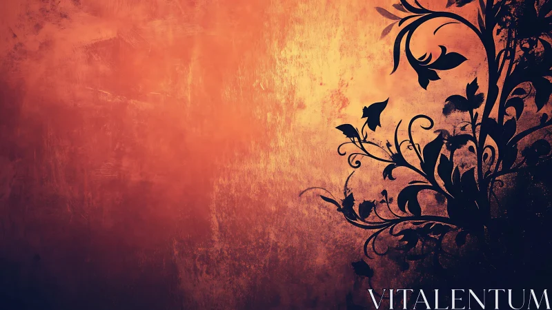 Warm sunset backdrop with graceful floral silhouettes.