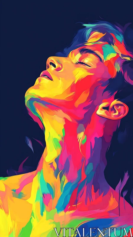 Chromatic daydream: neon portrait bathed in liquid light.