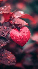 Heart-Shaped Flower Petals Glistening with Fresh Raindrops